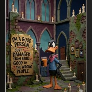 A.I. Art Print Daffy Duck Claymation In A Glass Front Frame 8x10